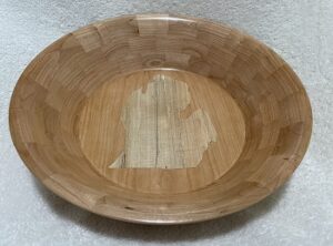 Michigan cherry wood bowl by Trainer's Turning. The Sunday Artisan Market, Ann Arbor, Michigan.